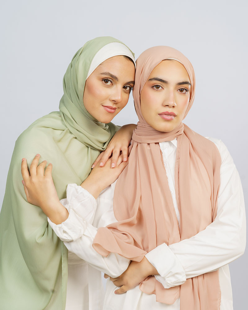LONG SILK CRINKLE CHIFFON SCARF PALATIAL PASTELS main image 1